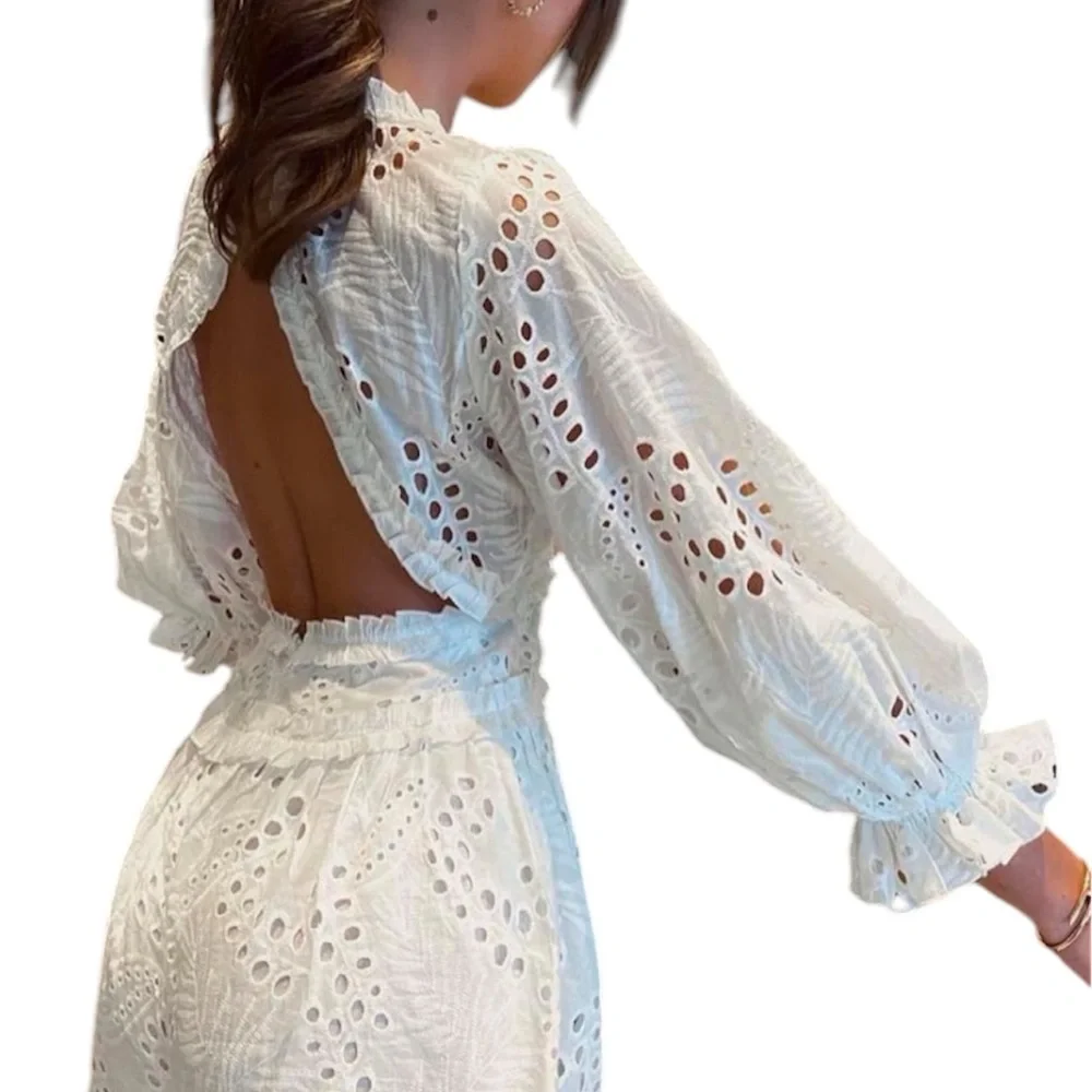 White Eyelet Lace Romper - Picture 5 of 10